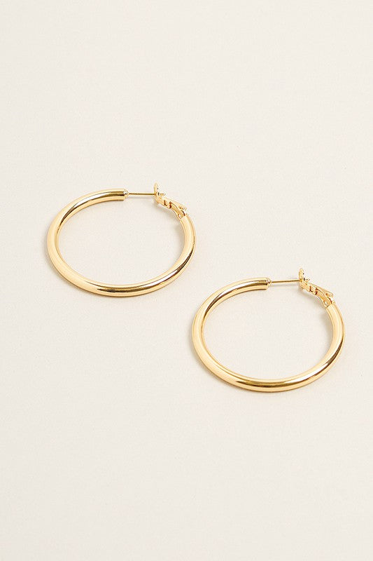 S-14K Gold Dipped Omega Closure Hoop Earrings