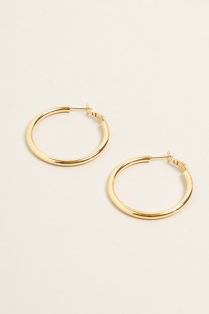 S-14K Gold Dipped Omega Closure Hoop Earrings