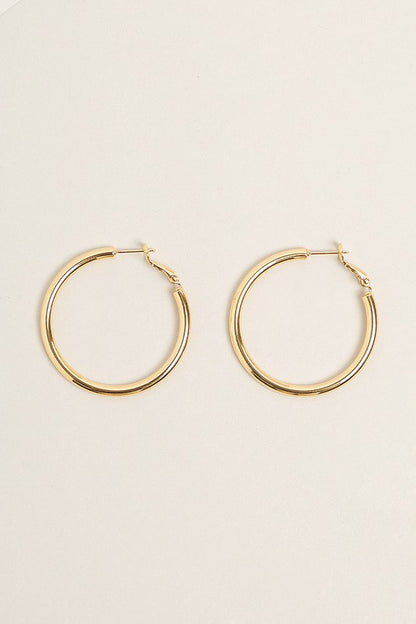 S-14K Gold Dipped Omega Closure Hoop Earrings