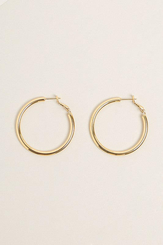 S-14K Gold Dipped Omega Closure Hoop Earrings