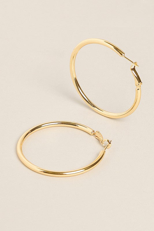 SM-14K Gold Dipped Omega Closure Hoop Earrings