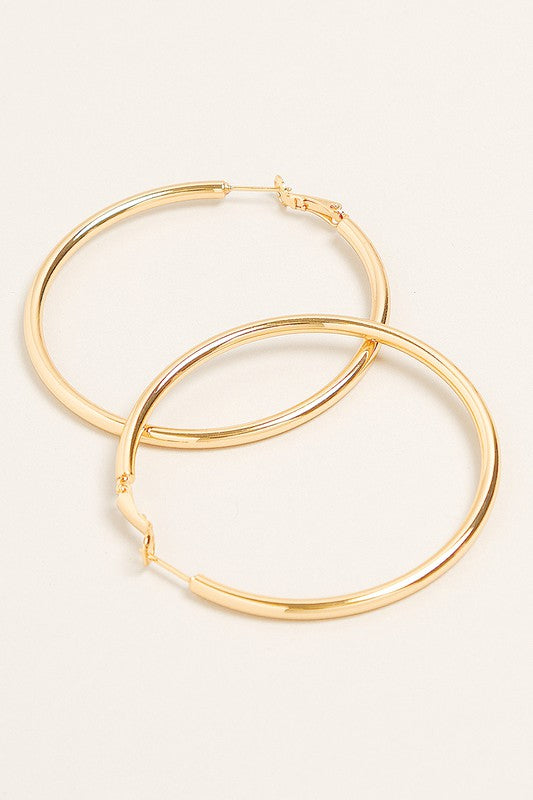 M-14K Gold Dipped Omega Closure Hoop Earrings