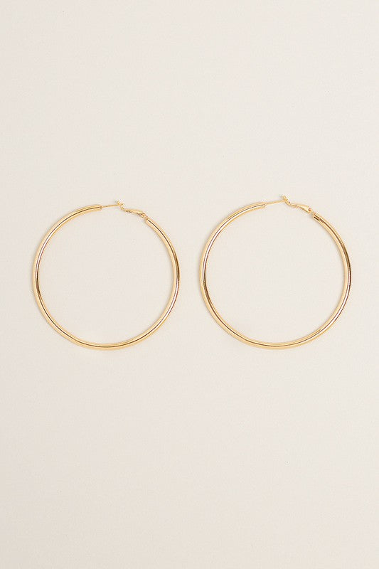 L-14K Gold Dipped Omega Closure Hoop Earrings