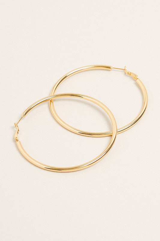 L-14K Gold Dipped Omega Closure Hoop Earrings