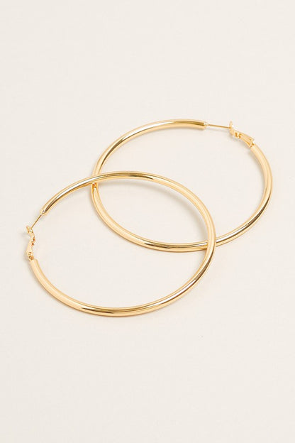 L-14K Gold Dipped Omega Closure Hoop Earrings