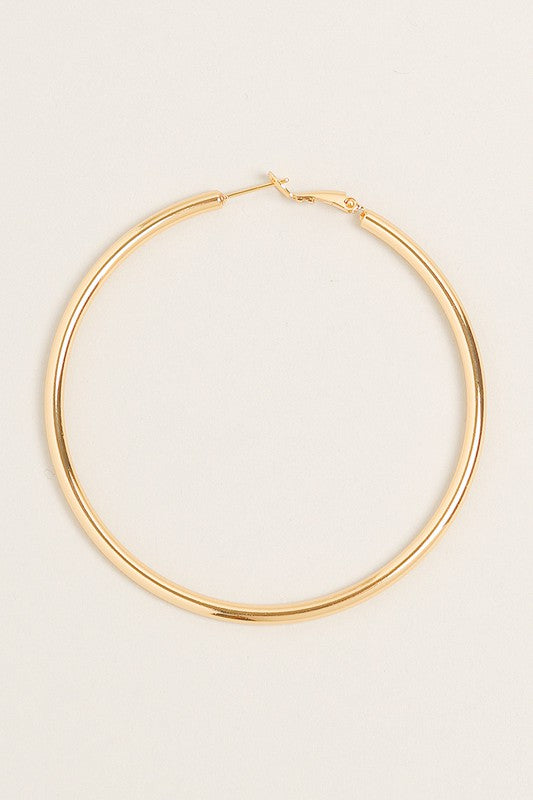 L-14K Gold Dipped Omega Closure Hoop Earrings