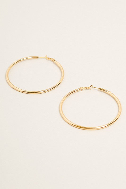 L-14K Gold Dipped Omega Closure Hoop Earrings