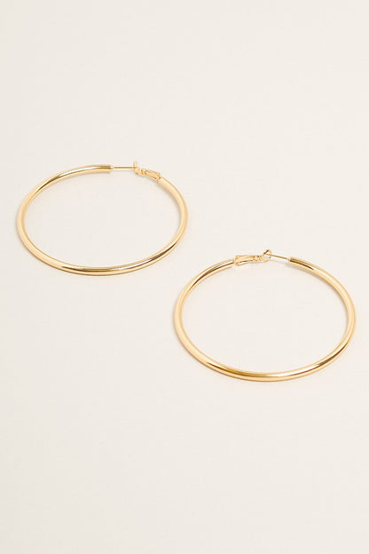 L-14K Gold Dipped Omega Closure Hoop Earrings