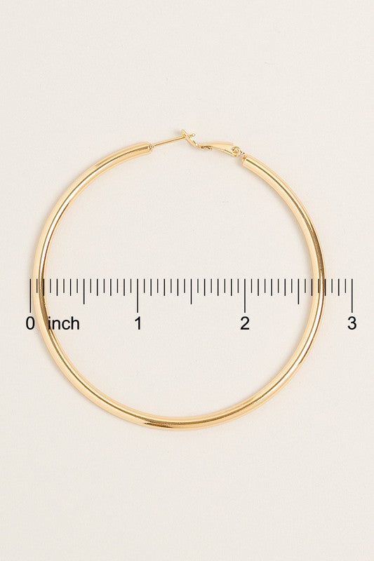 L-14K Gold Dipped Omega Closure Hoop Earrings