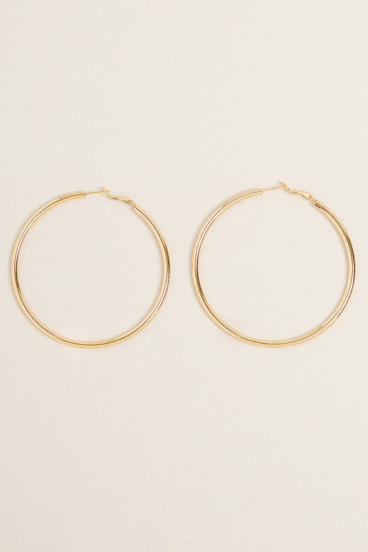 XL-14K Gold Dipped Omega Closure Hoop Earrings