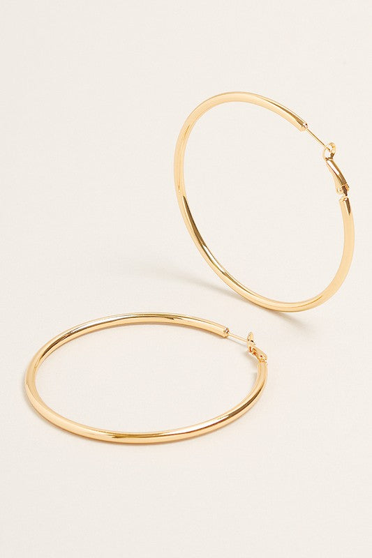 XL-14K Gold Dipped Omega Closure Hoop Earrings