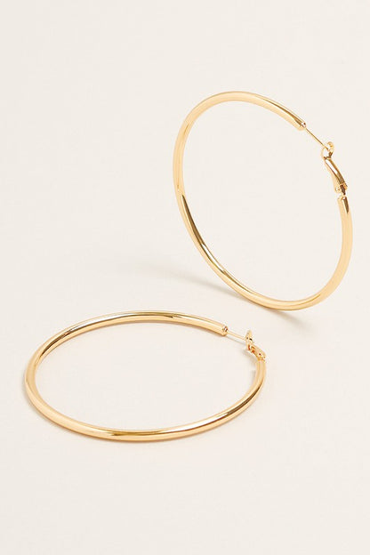 XL-14K Gold Dipped Omega Closure Hoop Earrings