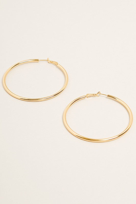 XL-14K Gold Dipped Omega Closure Hoop Earrings