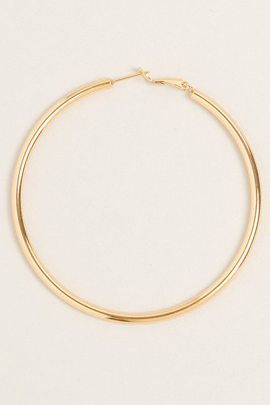 XL-14K Gold Dipped Omega Closure Hoop Earrings