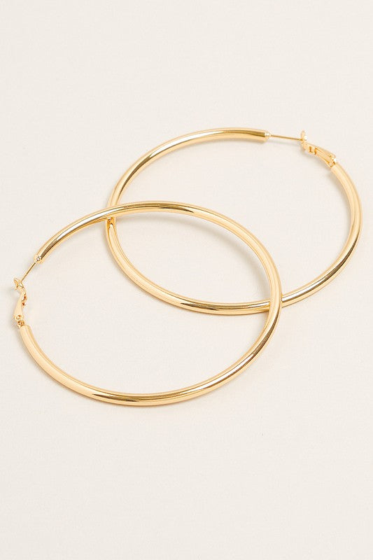 XL-14K Gold Dipped Omega Closure Hoop Earrings