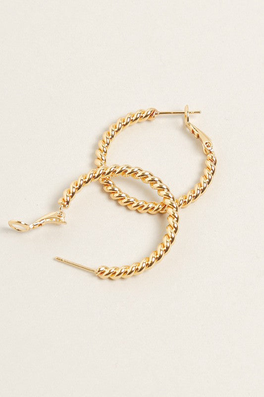 XS-14K Gold Dipped Textured Omega Closure Hoops