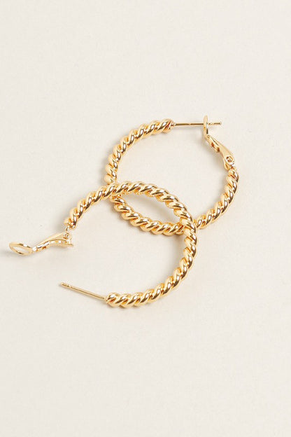 XS-14K Gold Dipped Textured Omega Closure Hoops