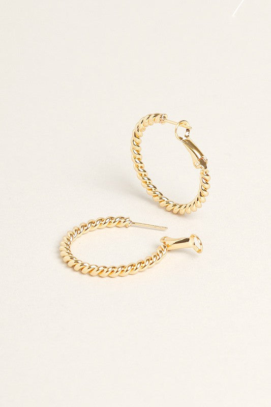 XS-14K Gold Dipped Textured Omega Closure Hoops