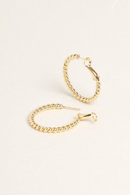 XS-14K Gold Dipped Textured Omega Closure Hoops