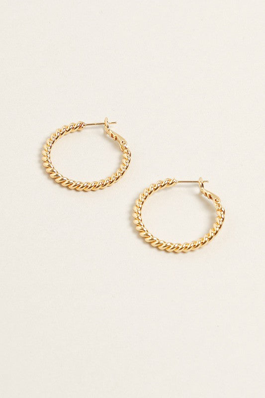 XS-14K Gold Dipped Textured Omega Closure Hoops