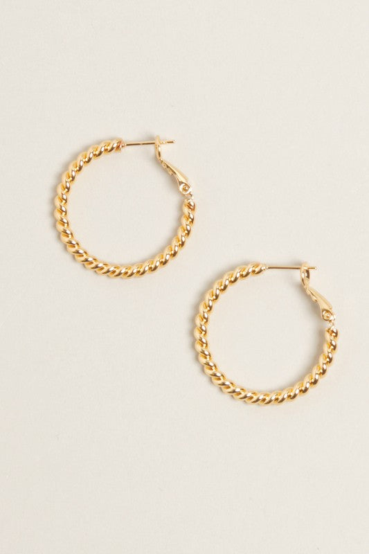 XS-14K Gold Dipped Textured Omega Closure Hoops