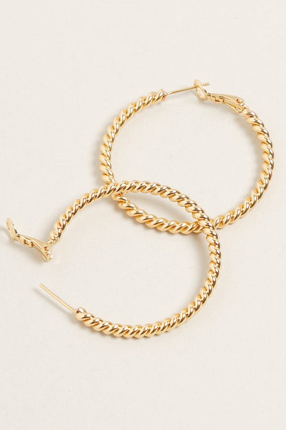 S-14K Gold Dipped Textured Omega Closure Hoops