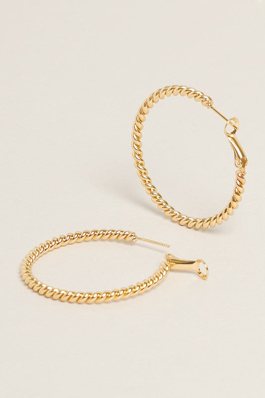 S-14K Gold Dipped Textured Omega Closure Hoops