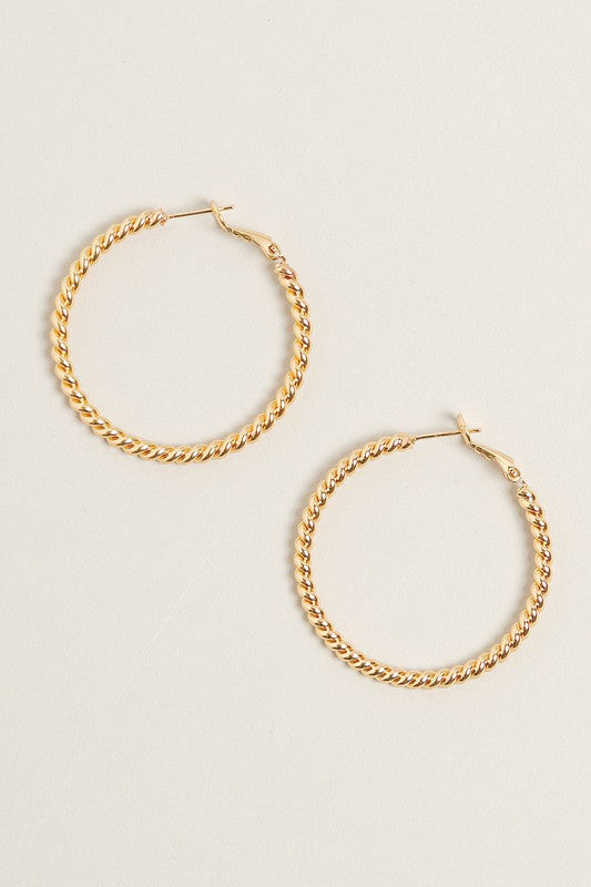 S-14K Gold Dipped Textured Omega Closure Hoops