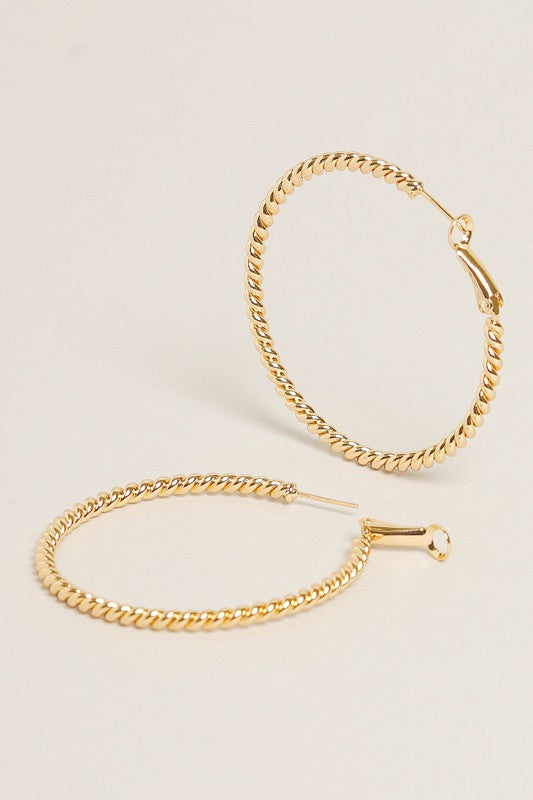 M-14K Gold Dipped Textured Omega Closure Hoops