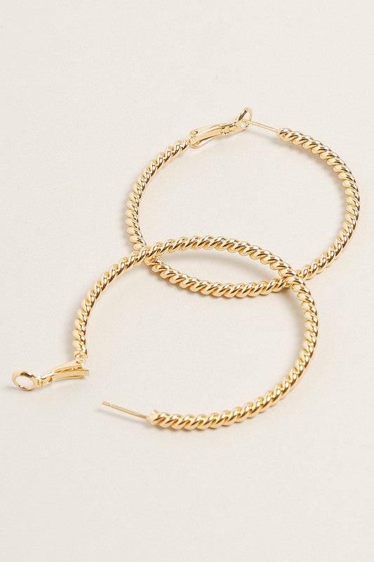 M-14K Gold Dipped Textured Omega Closure Hoops