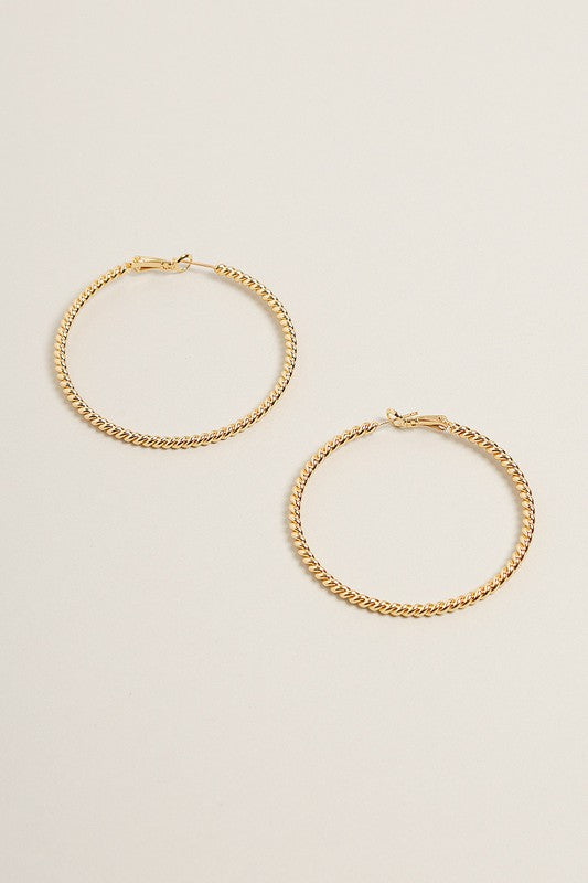 L-14K Gold Dipped Textured Omega Closure Hoops