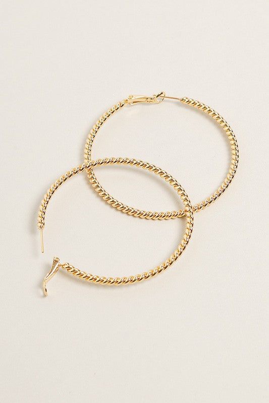 L-14K Gold Dipped Textured Omega Closure Hoops