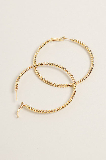 L-14K Gold Dipped Textured Omega Closure Hoops