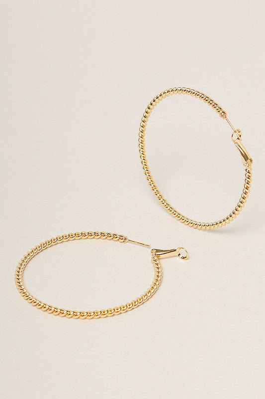 L-14K Gold Dipped Textured Omega Closure Hoops