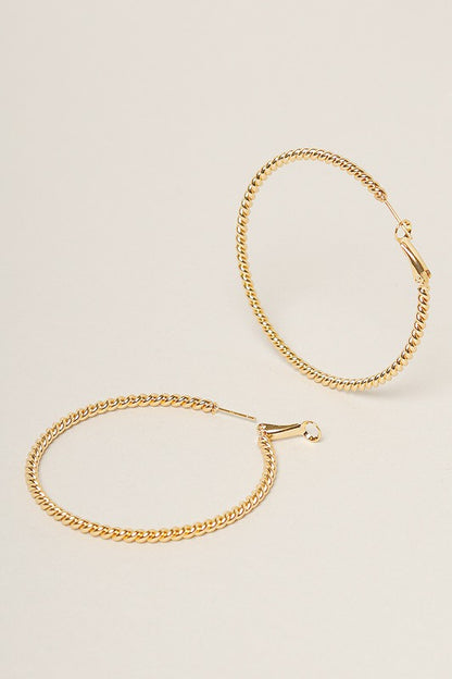 L-14K Gold Dipped Textured Omega Closure Hoops