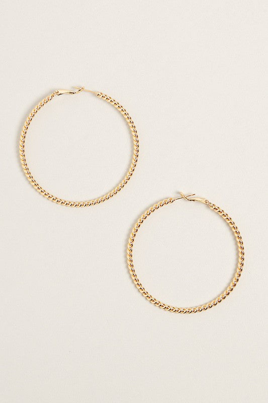 L-14K Gold Dipped Textured Omega Closure Hoops