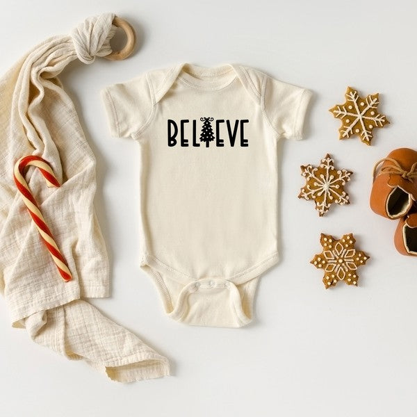 Believe Tree Baby Onesie