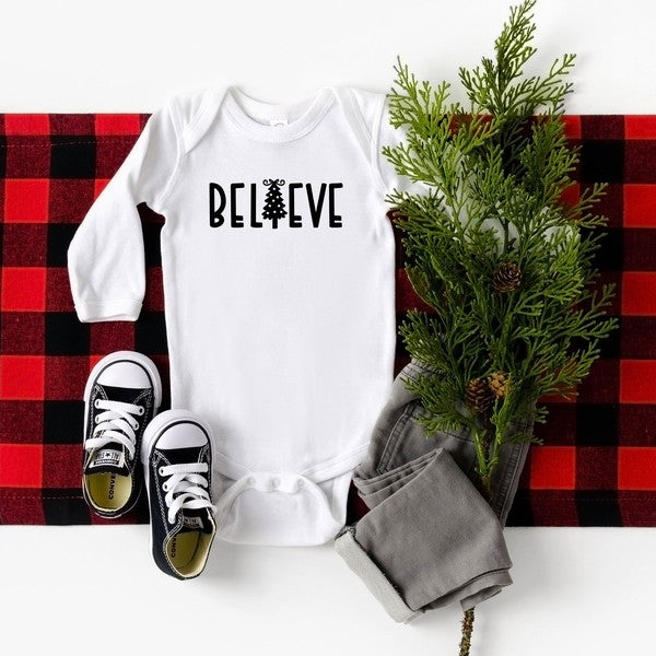 Believe Tree Long Sleeve Onesie