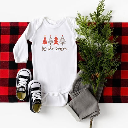 Tis The Season Trees Long Sleeve Onesie