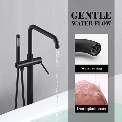 Single Handle Floor Mounted Tub Filler with Handshower