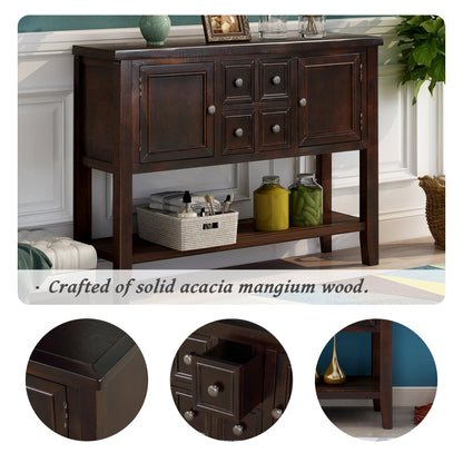 TREXM  Cambridge Series Buffet Sideboard Console Table with Bottom Shelf (Espresso)