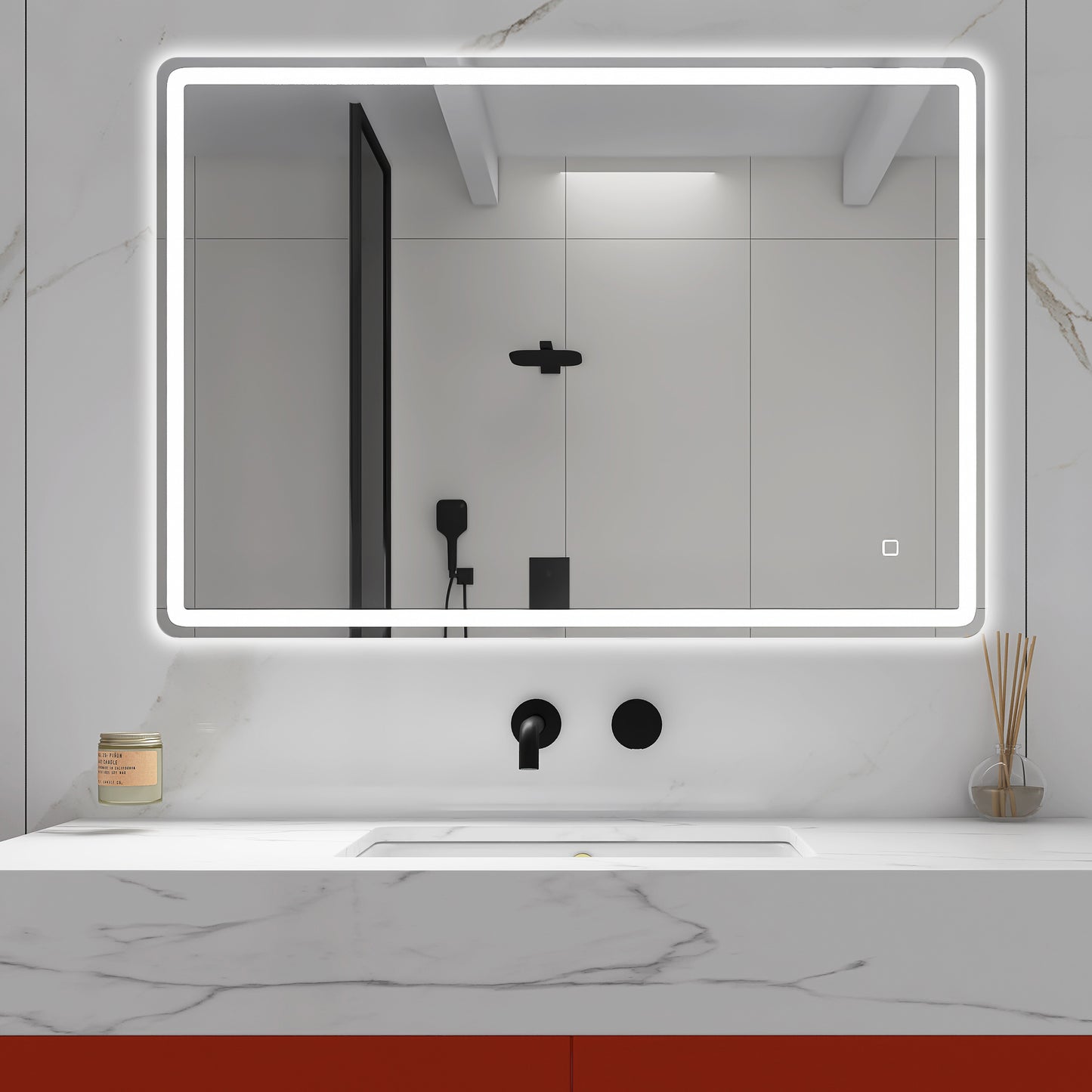 40 x 28 in.  Large Rectangular Frameless Wall-Mount Anti-Fog Bluetooth LED Light Bathroom Vanity Mirror