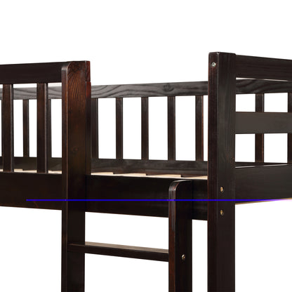 Orisfur. Twin Bunk Beds for Kids with Safety Rail and Movable Trundle bed