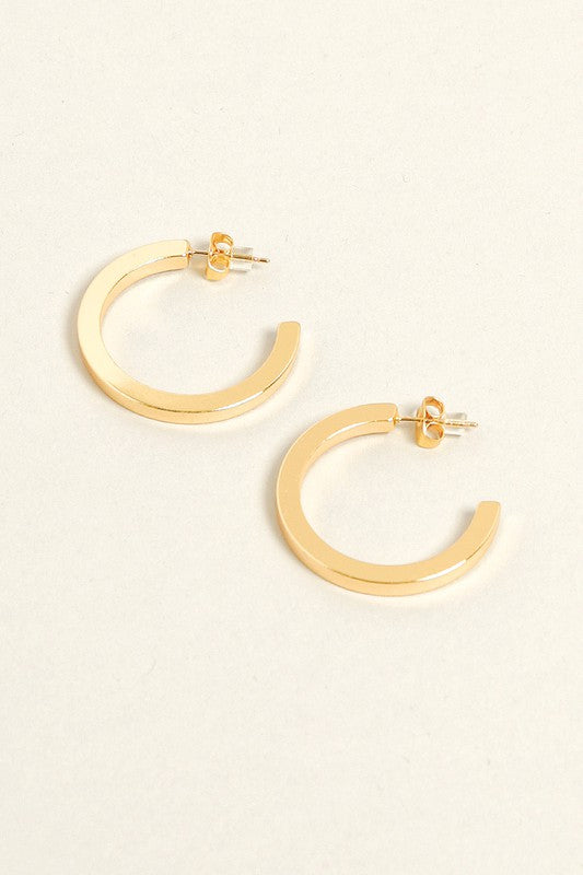 Large 14K Gold Dipped Post Hoop Earrings