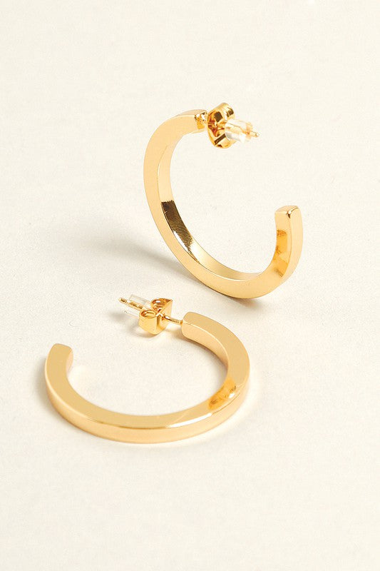 Large 14K Gold Dipped Post Hoop Earrings