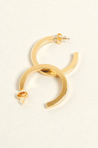 Large 14K Gold Dipped Post Hoop Earrings