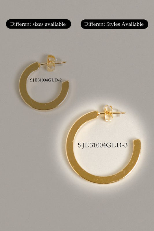 Large 14K Gold Dipped Post Hoop Earrings