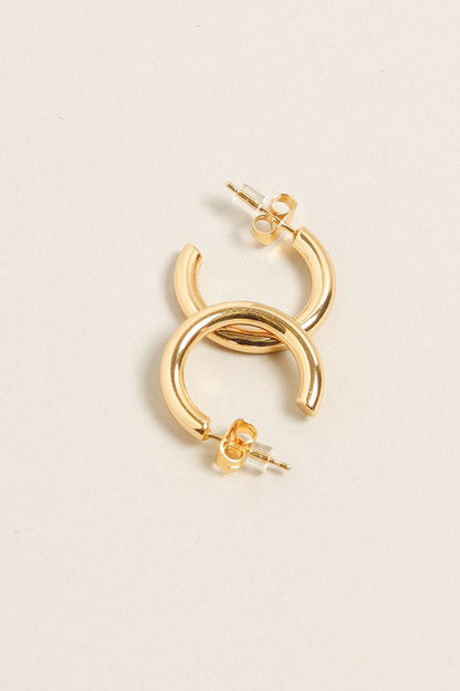 XS-14K Gold Dipped Post Hoop Earrings