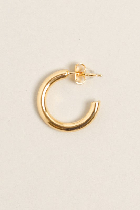 XS-14K Gold Dipped Post Hoop Earrings