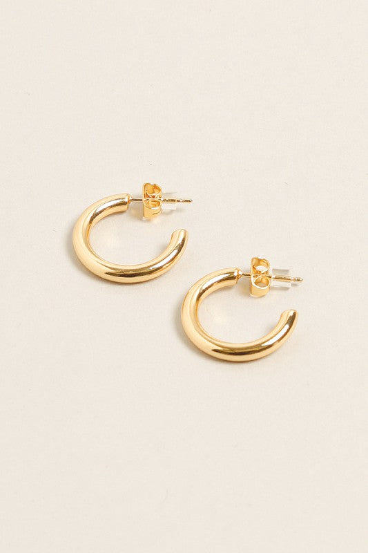 XS-14K Gold Dipped Post Hoop Earrings